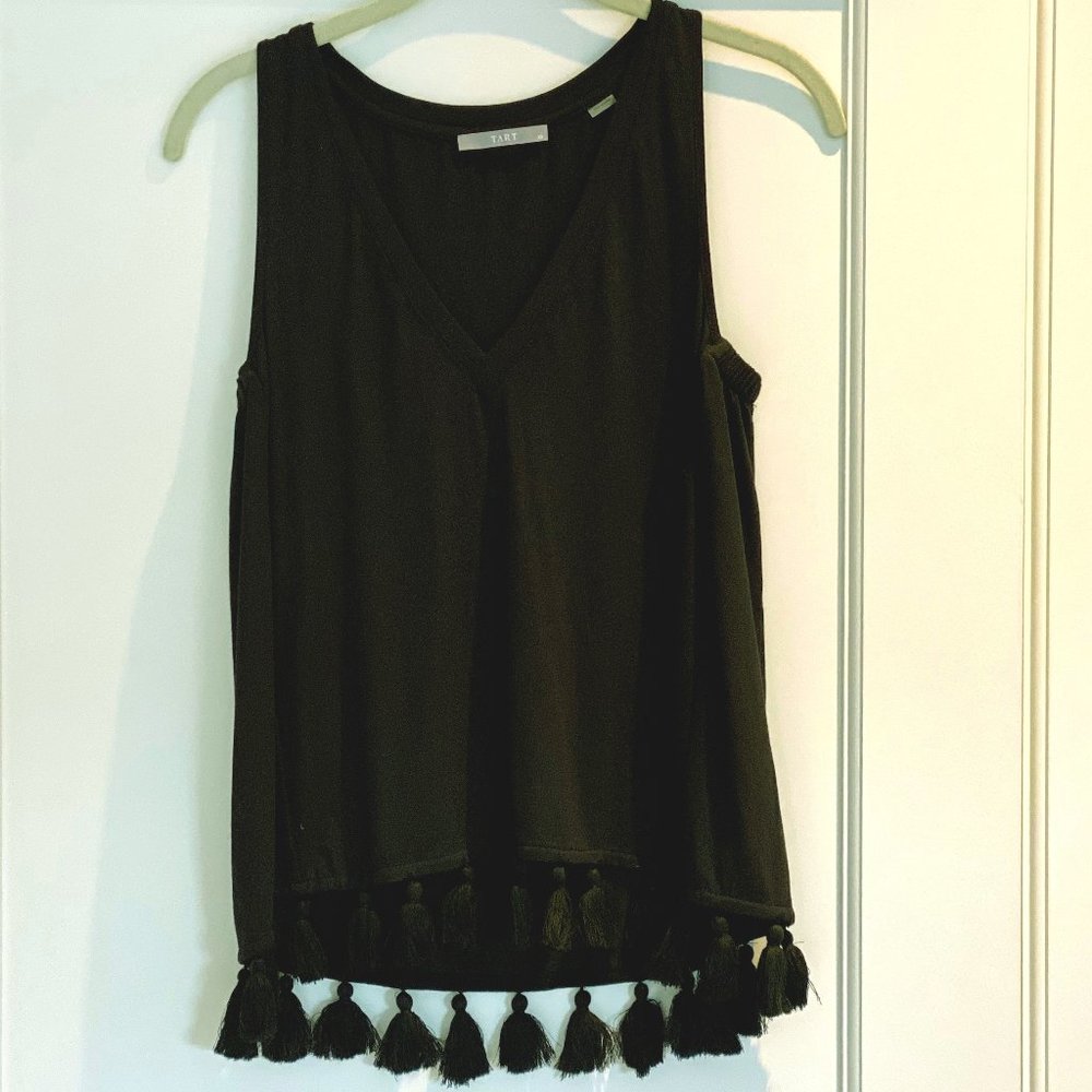 Tasseled cotton-blend top